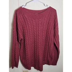 Lee Women's‎ Cable Knit Sweater XL Curved Hem